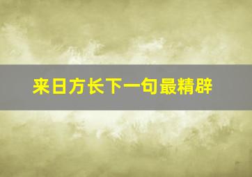 来日方长下一句最精辟