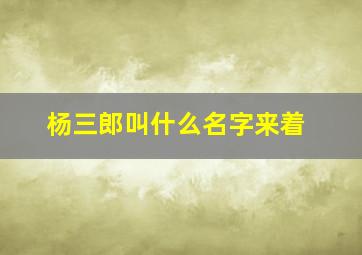 杨三郎叫什么名字来着