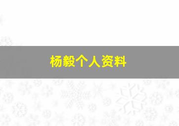 杨毅个人资料