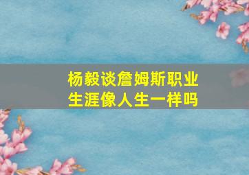 杨毅谈詹姆斯职业生涯像人生一样吗