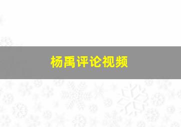 杨禹评论视频