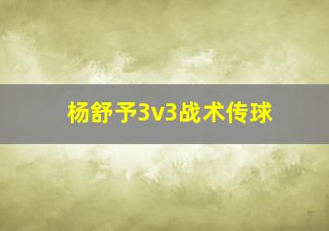 杨舒予3v3战术传球