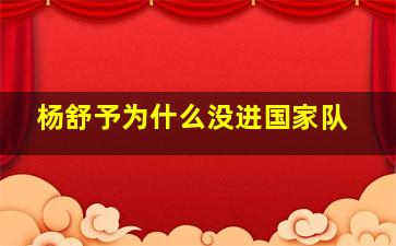 杨舒予为什么没进国家队