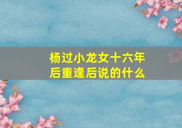 杨过小龙女十六年后重逢后说的什么