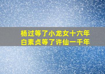 杨过等了小龙女十六年白素贞等了许仙一千年