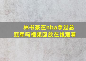 林书豪在nba拿过总冠军吗视频回放在线观看