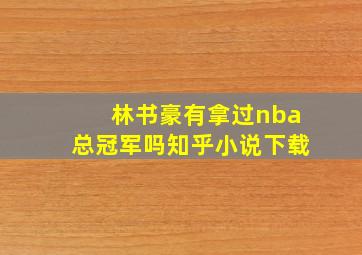 林书豪有拿过nba总冠军吗知乎小说下载