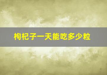 枸杞子一天能吃多少粒