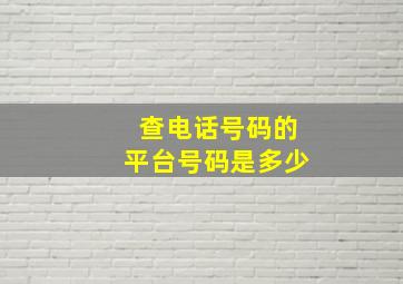 查电话号码的平台号码是多少