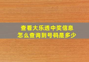 查看大乐透中奖信息怎么查询到号码是多少