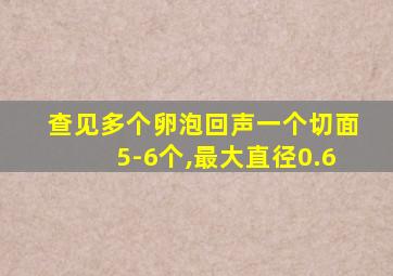 查见多个卵泡回声一个切面5-6个,最大直径0.6