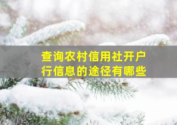 查询农村信用社开户行信息的途径有哪些