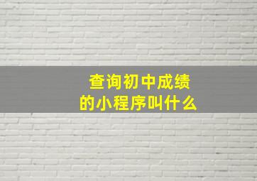 查询初中成绩的小程序叫什么