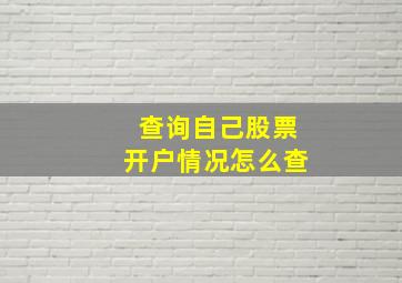 查询自己股票开户情况怎么查