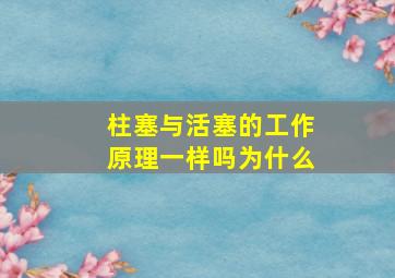 柱塞与活塞的工作原理一样吗为什么