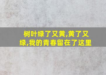 树叶绿了又黄,黄了又绿,我的青春留在了这里