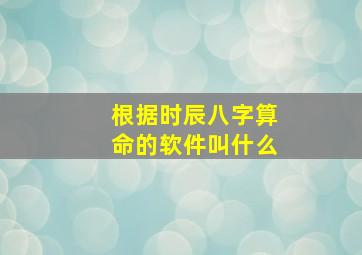 根据时辰八字算命的软件叫什么