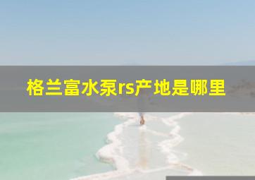 格兰富水泵rs产地是哪里