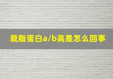 栽脂蛋白a/b高是怎么回事