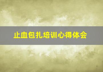 止血包扎培训心得体会