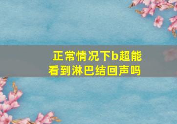 正常情况下b超能看到淋巴结回声吗