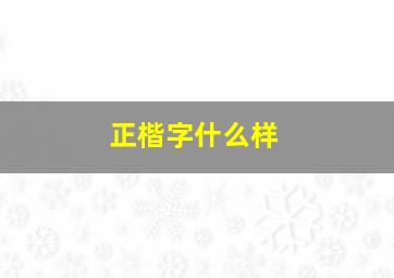 正楷字什么样