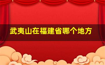 武夷山在福建省哪个地方