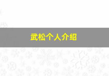 武松个人介绍