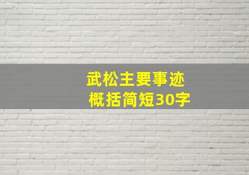 武松主要事迹概括简短30字