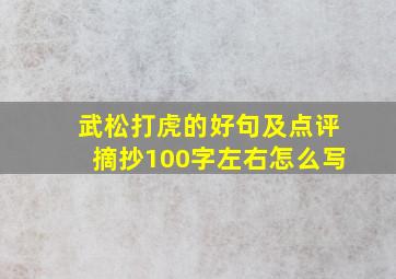 武松打虎的好句及点评摘抄100字左右怎么写