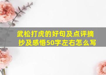 武松打虎的好句及点评摘抄及感悟50字左右怎么写