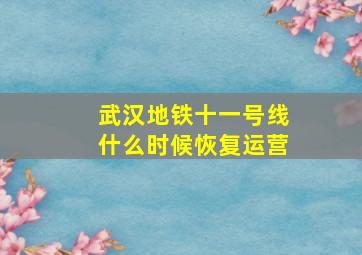 武汉地铁十一号线什么时候恢复运营