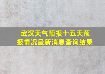 武汉天气预报十五天预报情况最新消息查询结果