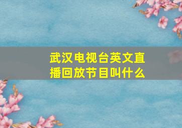 武汉电视台英文直播回放节目叫什么