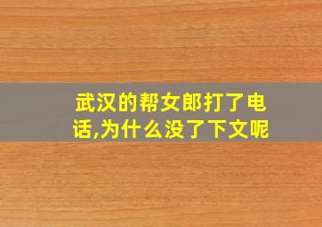 武汉的帮女郎打了电话,为什么没了下文呢