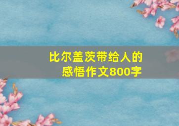 比尔盖茨带给人的感悟作文800字