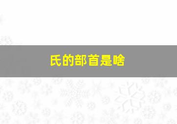 氏的部首是啥