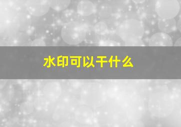 水印可以干什么