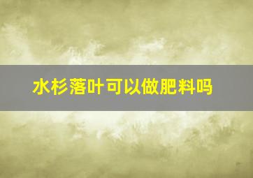 水杉落叶可以做肥料吗