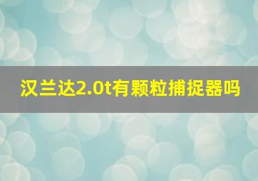 汉兰达2.0t有颗粒捕捉器吗