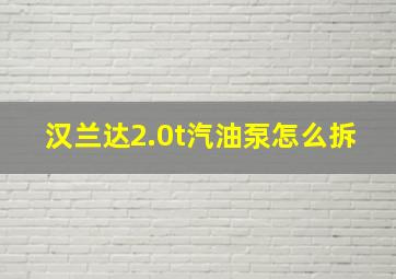 汉兰达2.0t汽油泵怎么拆