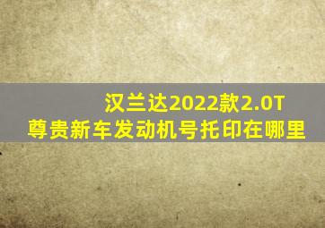 汉兰达2022款2.0T尊贵新车发动机号托印在哪里