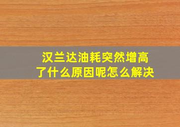 汉兰达油耗突然增高了什么原因呢怎么解决