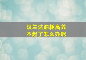 汉兰达油耗高养不起了怎么办呢