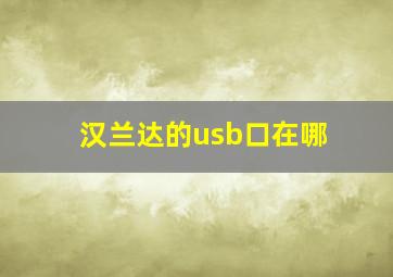 汉兰达的usb口在哪