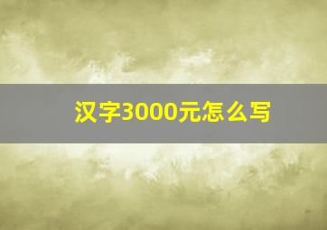 汉字3000元怎么写