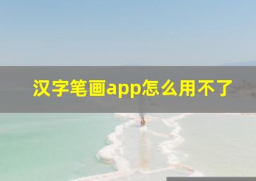 汉字笔画app怎么用不了