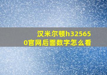 汉米尔顿h325650官网后面数字怎么看