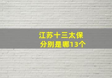 江苏十三太保分别是哪13个