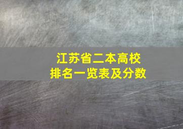 江苏省二本高校排名一览表及分数